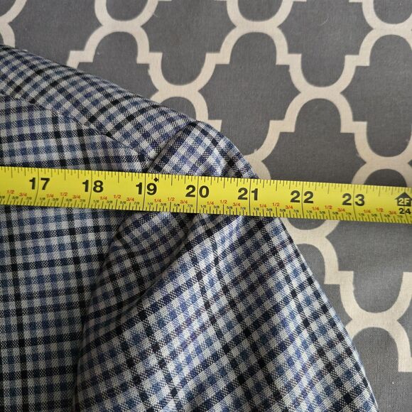 Enzo Tovare Blazer Mens 46R Blue Check Plaid Wool Sport Coat Two Button Lined - Picture 15 of 16